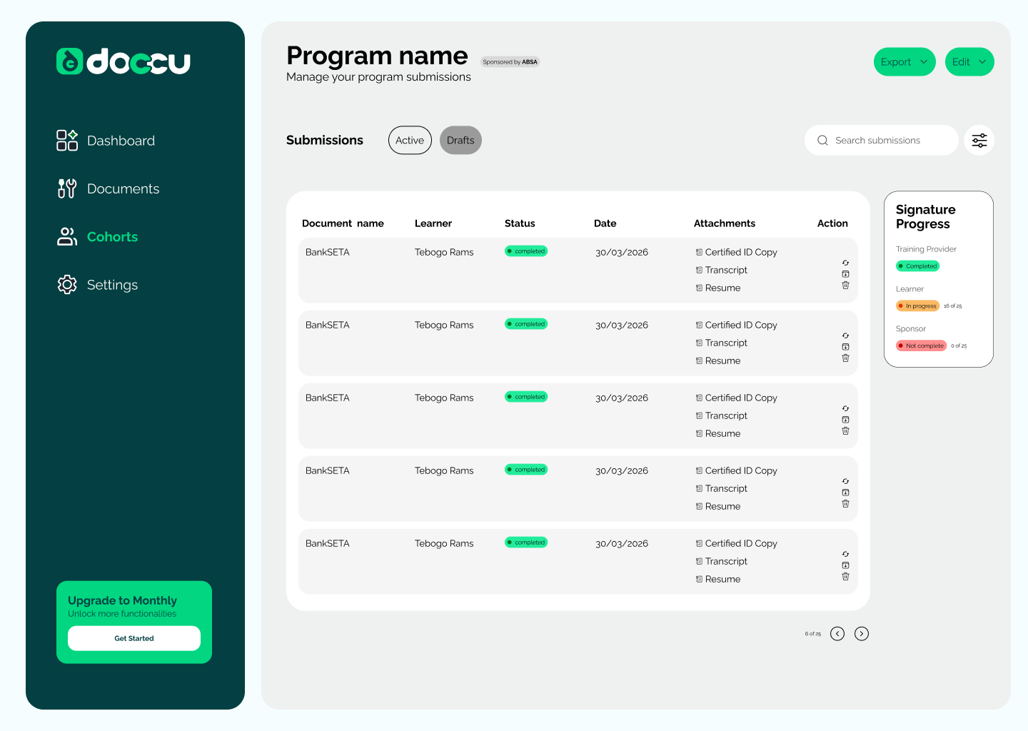 Automated Signing Workflow Dashboard